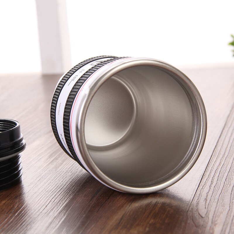 400ml Stainless steel liner Camera Lens Mugs Coffee Tea Cup Mugs With Lid Novelty Thermocup Thermo mug