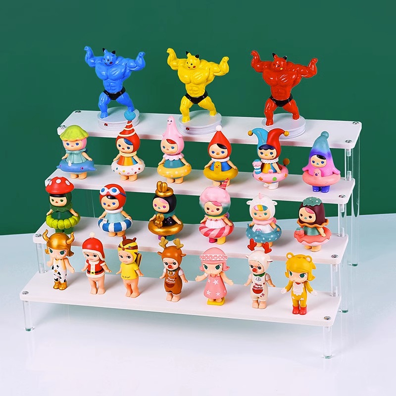 2-5 Tier Acrylic Blind Box Storage Shelf Chevron Steps Toys, Models Display Stand Cosmetics, Skin Care Products Decorative Table