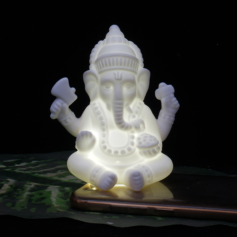 Ganesha serien heminredning buddha statyer figurer keramik dekoration lila sand vit porslin elefant buddha