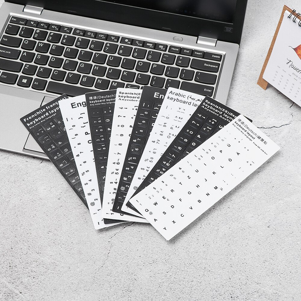 1PC Keyboard Stickers Non-slip Wear-resistant Alphabet Layout Keyboard Replacement Spanish/English/Russian/Japanese/Arabic