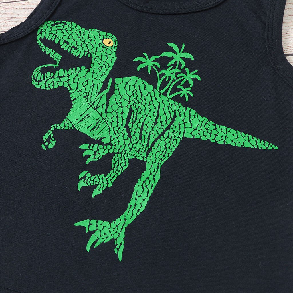 Summer Clothes Children Kids Boys Baby Kids Girls Summer Dinosaur Vest+shorts Outfit Set Clothes Two Pieces Roupas
