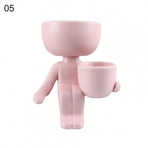 Mini vaso de cerâmica humanóide, vaso de plantas fofo criativo para plantas diy vaso de flores decoração para casa escritório: 05