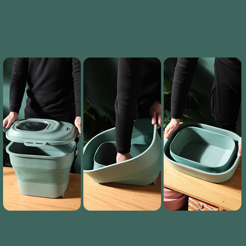Contenedores plegables de almacenamiento de alimentos para mascotas, cubo sellado de gran capacidad, hermético, para perros y gatos, suministros para mascotas