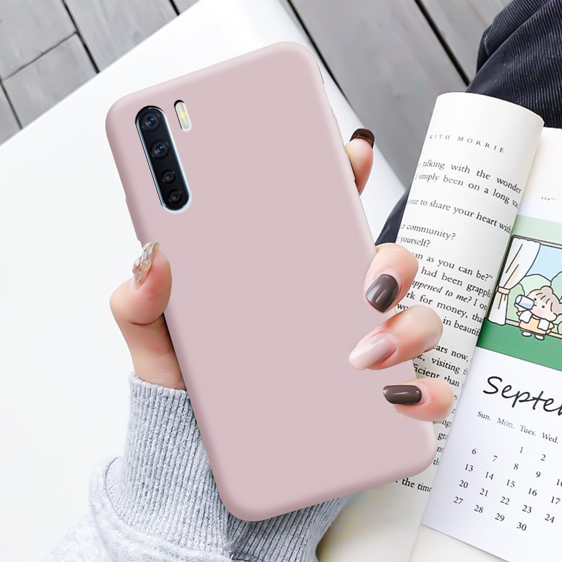 Voor Oppo A91 Case Pure Kleur Siliconen Case Macaron Kleuren Candy Tint Soft Tpu Eenvoudige Zwarte Behuizing Telefoon Back Cover