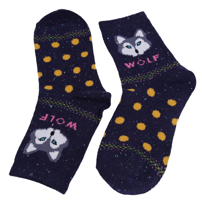 Spring winter thick wool cotton sport socks women yoga ski skateboarding socks Harajuku animal wolf Christmas sock female: 980741