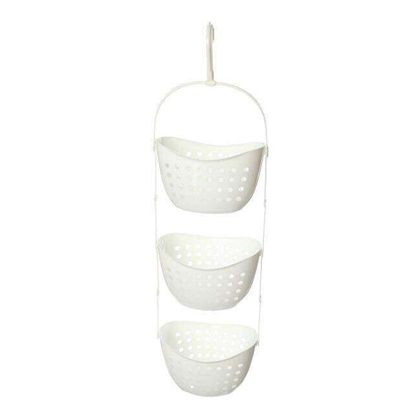 3 Tier Plastic Basket Shower Caddy Hanging Rack Tidy Shelf Organiser Storage,White