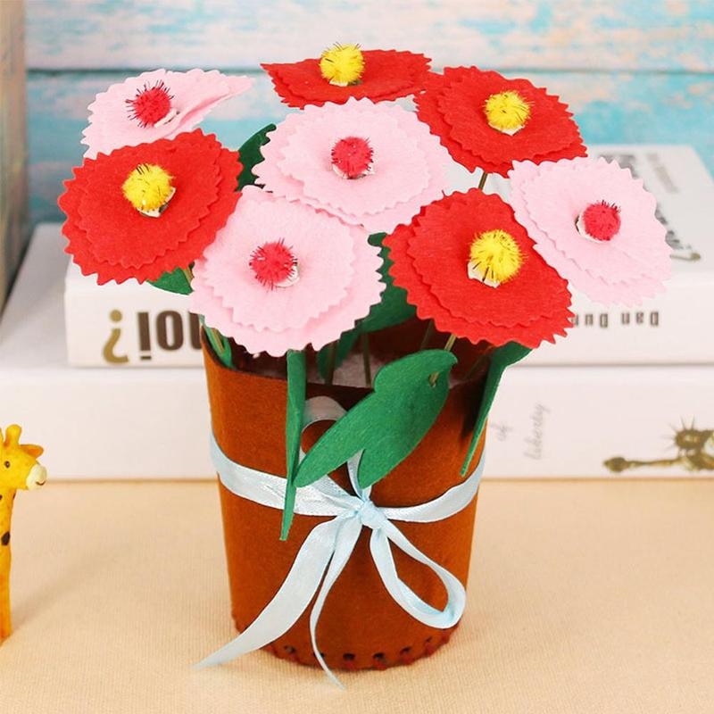 Handmade DIY Potted Bouquet Material Package Crafts Kids Simulation Sewing Potted Kindergarten Children's Toys Mother's Day