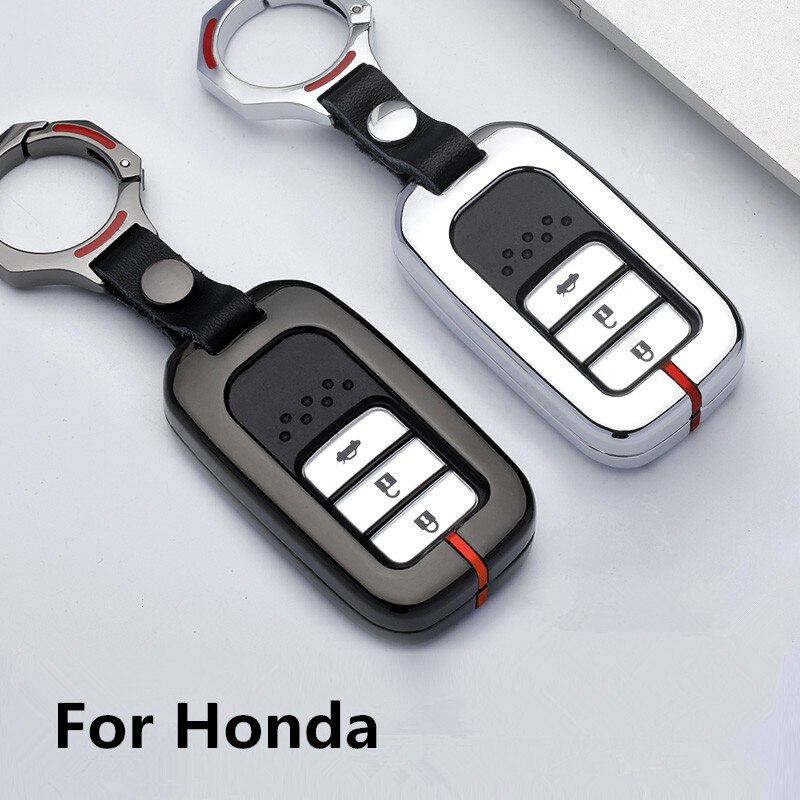 Sleutelhoesje van zinklegering voor honda civic vfc accord 2003-2007 cr- v freed pilot-stijl autosleutelhanger