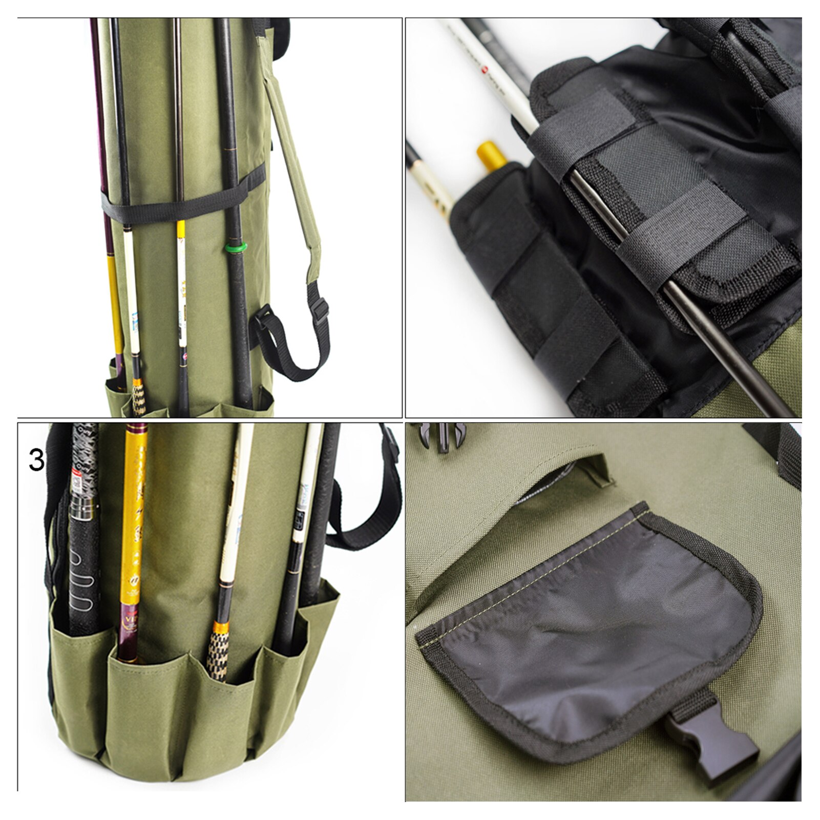 Bolsa de pesca de nailon multifunción portátil, estuche de Bolsa de caña de pescar, herramientas de aparejos de pesca, bolsa de almacenamiento