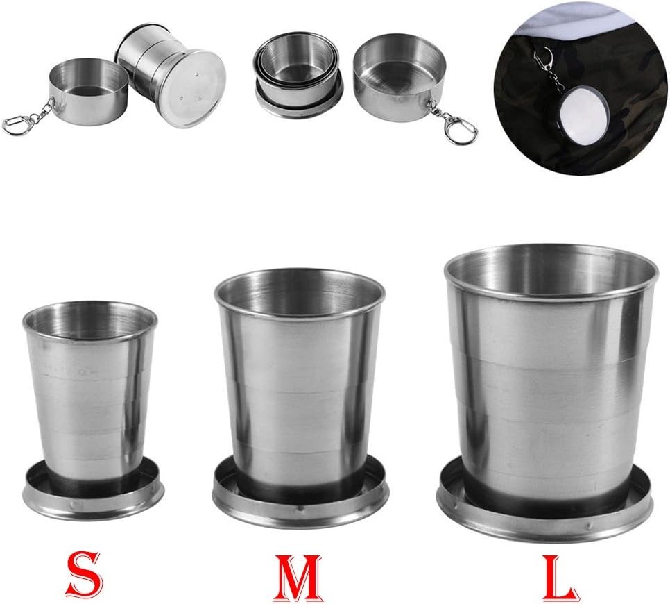 75/150/250/450ML Edelstahl Faltbare Tasse Camping Kochgeschirr Erweiterbar Tasse Teetassen Tragbare Outdoor reise Camping Tassen