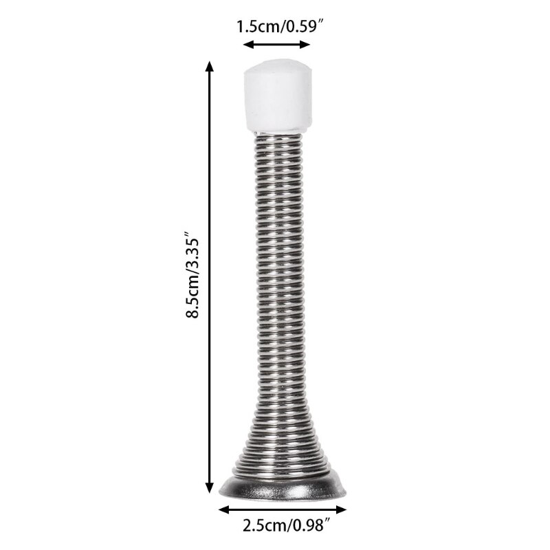 1Pc Rubber Cap Metal Door Stops Spring Stopper Wall Mounted Skirting Board 85mm