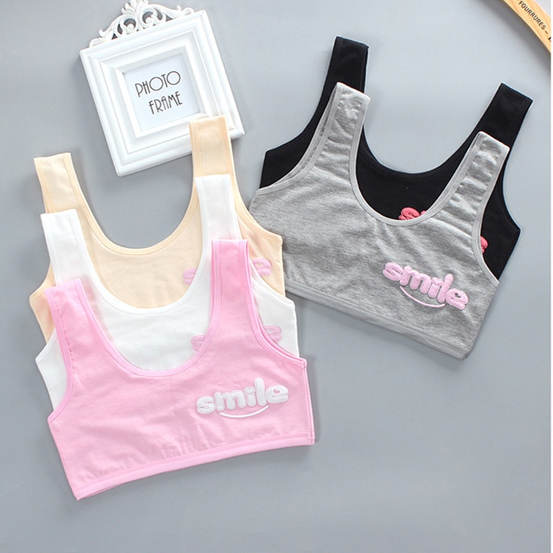 Teenager Reggiseno Della Ragazza Della Maglia Del Cotone Spandex Grande di Sport della ragazza 7-14 Anni di Adolescente Bambini Biancheria Intima Lettera di Formazione 1 vestito di un pezzo