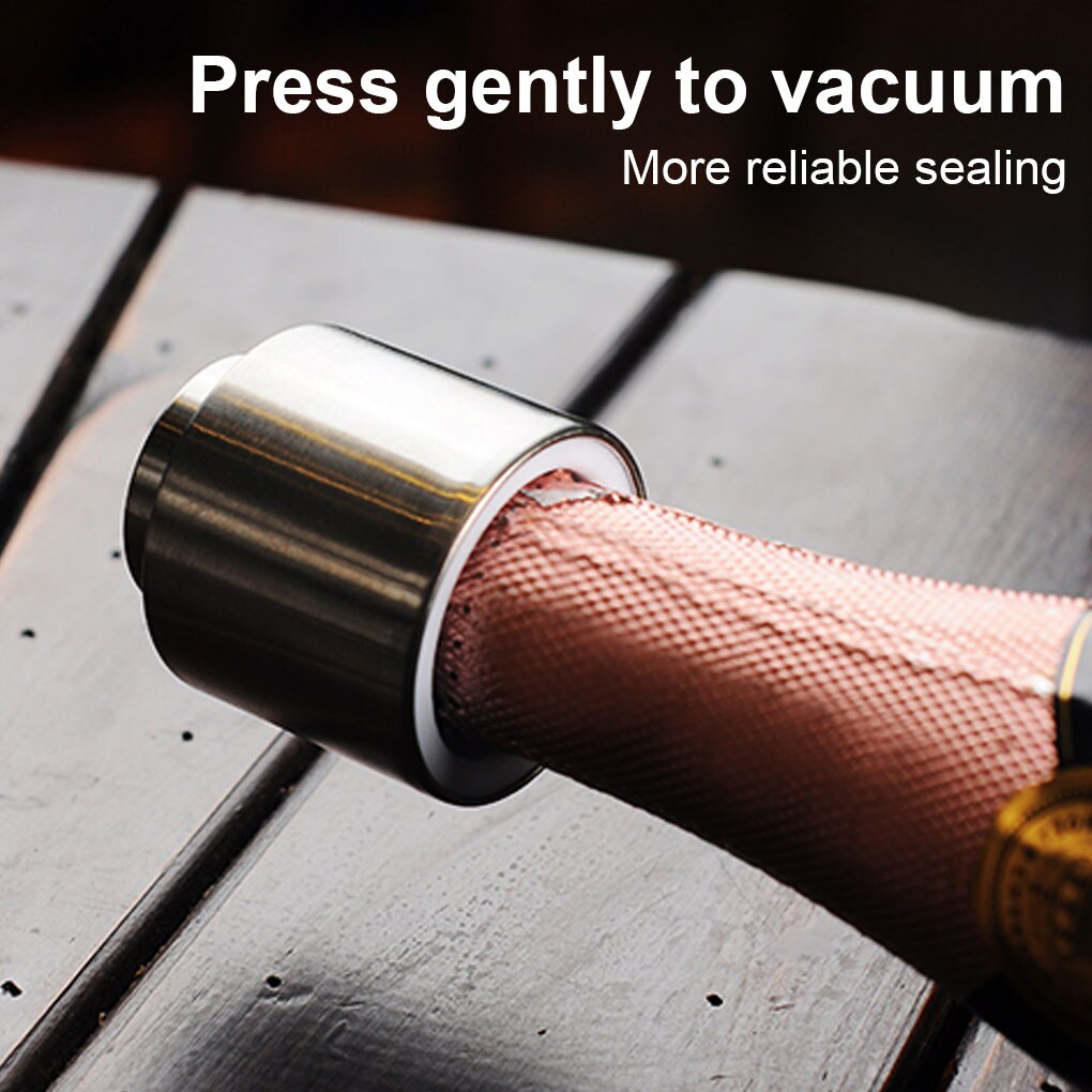 Wine Bottle Stopper Stainless Steel Fresh Keeping Champagne Sealer Resealable Leak-Proof Cap Champagne Stopper Red Wine Stopper