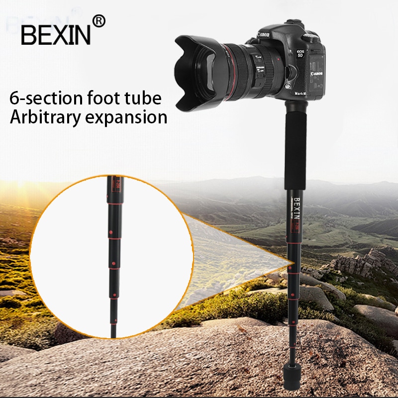 Bexin-mini tripé portátil para câmera, leve, monopé, 122cm, comprimento de expansão, suporte de tripé, material de alumínio, câmera dslr