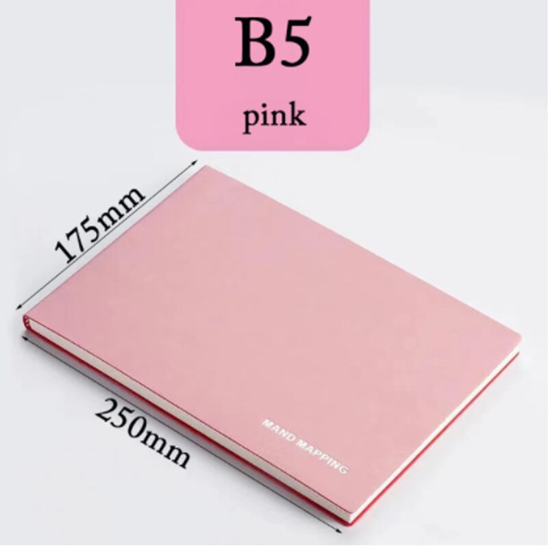 A4/B5 Notebook 200 Mand Mapping Pages Thicken Notepads For School Office Checkered Planner Notepad Agenda 3 Colors: B5 pink