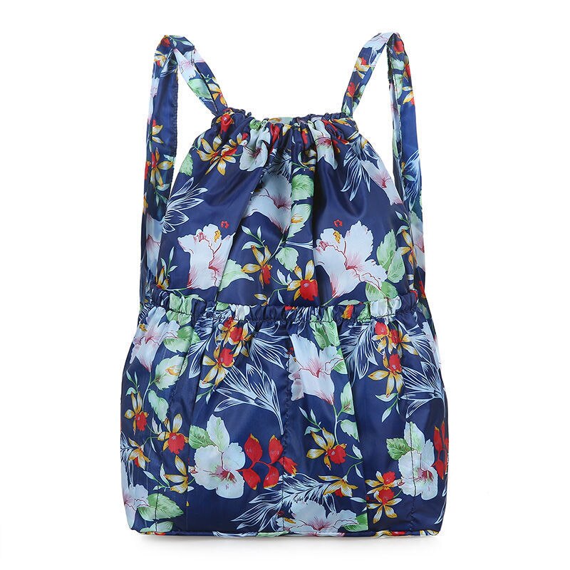 Vinatge Drawstring Backpacks Women Large Capacity Flower Ethnic Style Waterproof Nylon Rucksack Shoulders Backpacks: 14