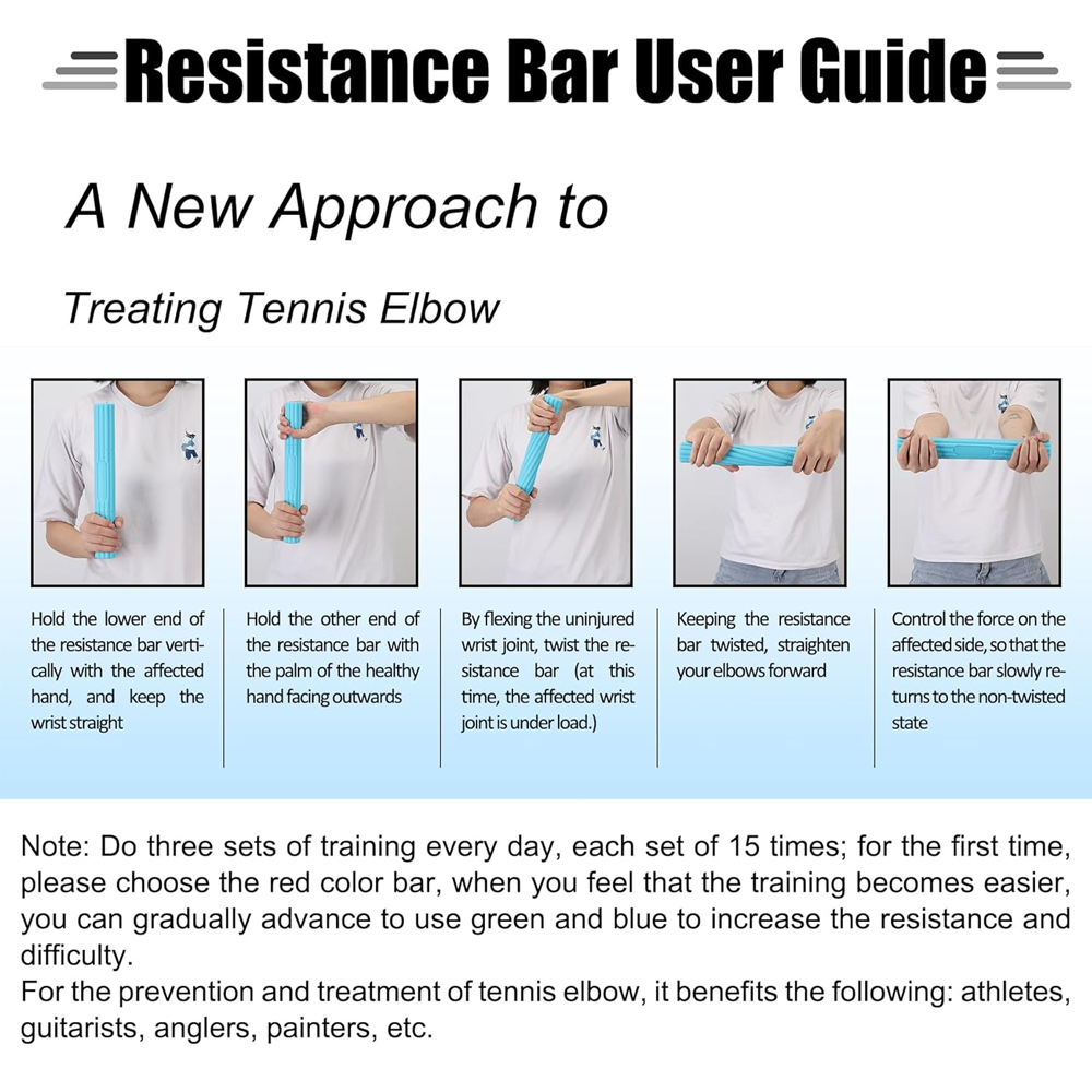 Flex Therapy Bar Strengthener, Tennis Elbow Physical Therapy Bar, Resistance Bar for Tendonitis, Wrist, Forearms Pain Relief