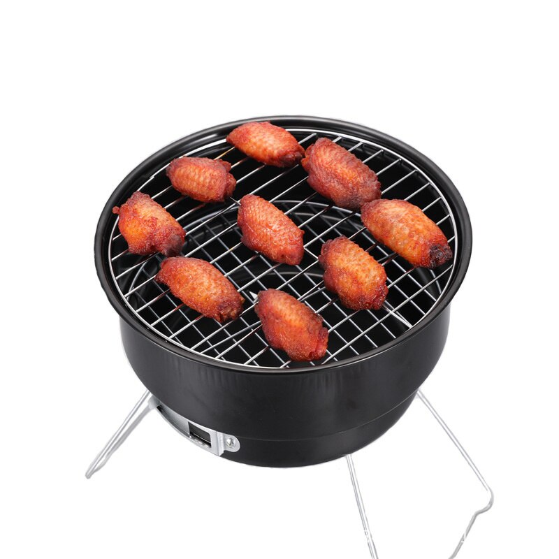 Portable Grill For BBQ Round Stainless Steel BBQ Stove Mini Camping Wood And Charcoal Barbecues Grill BBQ Grill Barbecue Grill