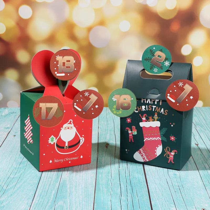 Merry Christmas Advent Calendar Number Paper Stickers Diy Scrapbooking Decor Round Christmas Labels Sticker Xmas X0O0