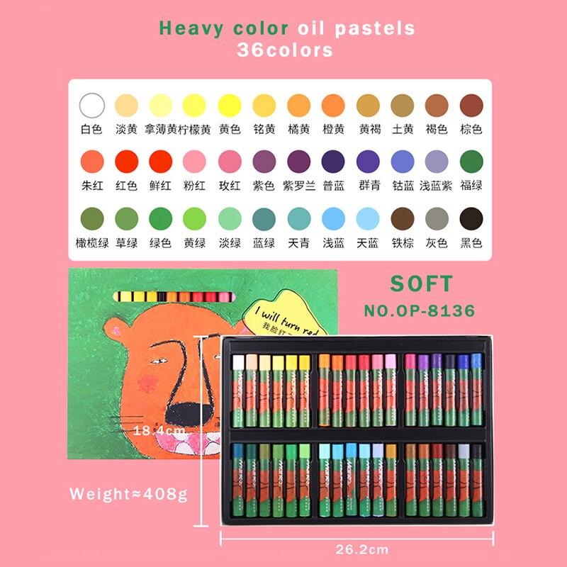 Marie &#39;S Water Oplosbare Zware Kleur Olie Pastel/Krijt/Stok 12/24/36 Kleuren Veilig Macaron/Morandi art Soft/Hard Graffiti Olie Pastel: OP-8136-36colors