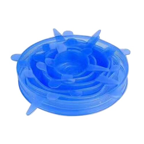 Couvercle de cuisson en Silicone 6 pièces/ensemble | Couvercles universels en Silicone, couvercle à aspiration extensible, casserole couvercle de casserole en Silicone, bouchon de couvercle de bol pour la maison: Blue 6PCS