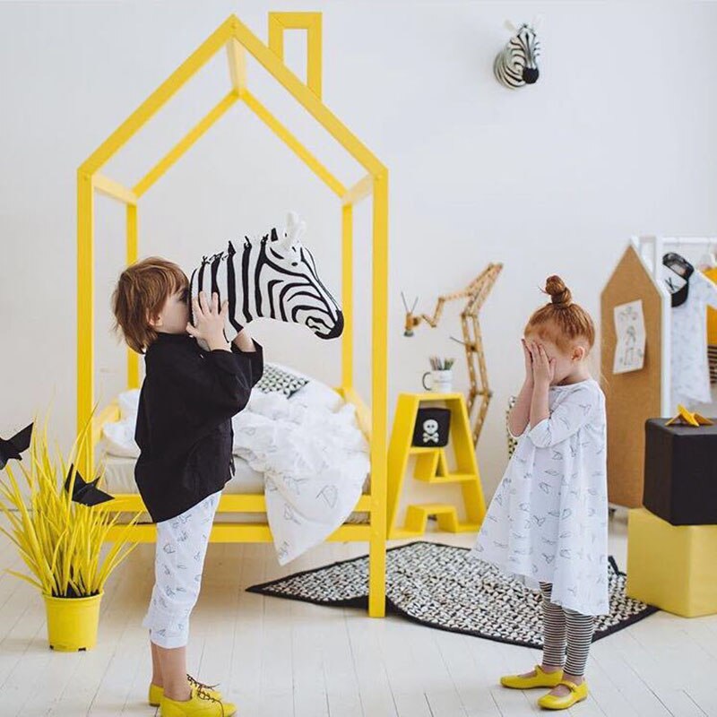 Zèbre/éléphant/girafe 3D Animal tête montage mural enfants jouets en peluche enfants chambre mur décoration de la maison accessoires d'anniversaire