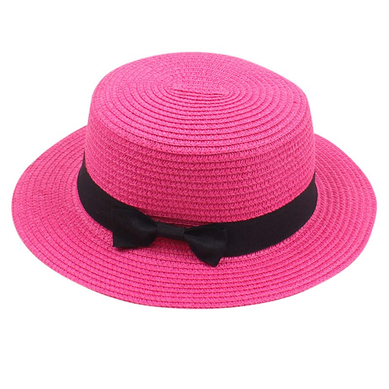 Chapeau d'été pour femmes, casquette unisexe à large bord en laine, ceinture en feutre, haut plat, Fedora, fête, église, Trilby,: Hot Pink