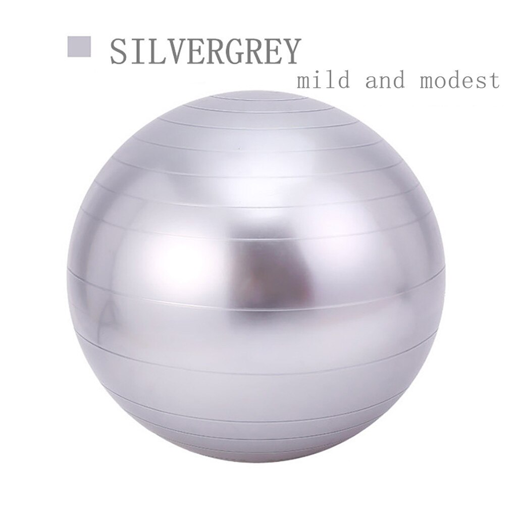 65cm Exercise Gym Yoga Ball Swiss Ball Fitness Pregnancy Birthing Anti Burst + Pump Exercise Pilates Workout Massage Ball #N: Sliver