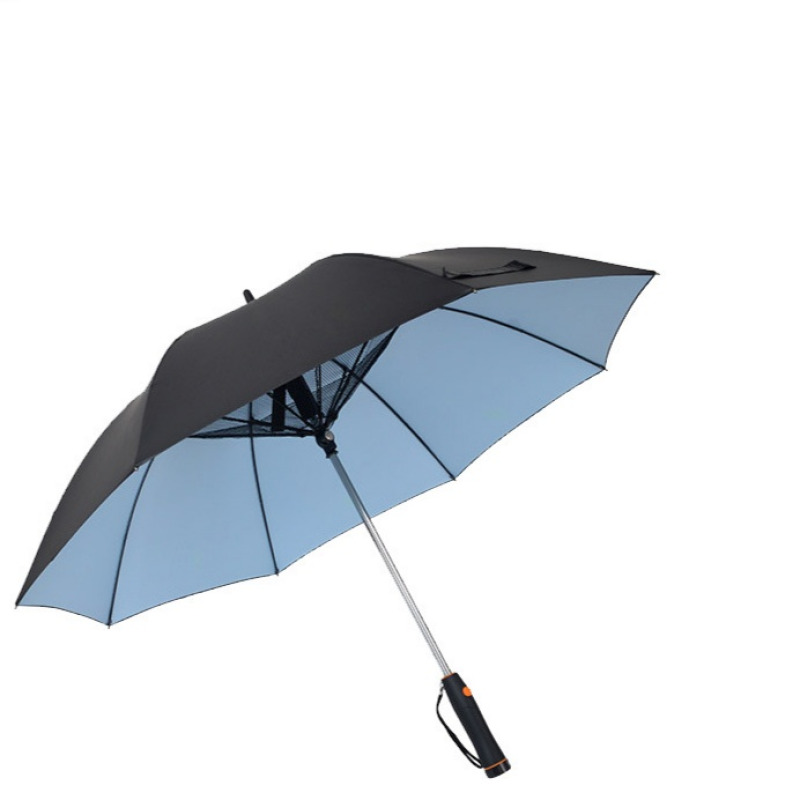 Koelende parasol met ventilator, zonnige regen, UV-beschermingsparaplu voor tweeërlei gebruik. Elektrische vinylparaplu