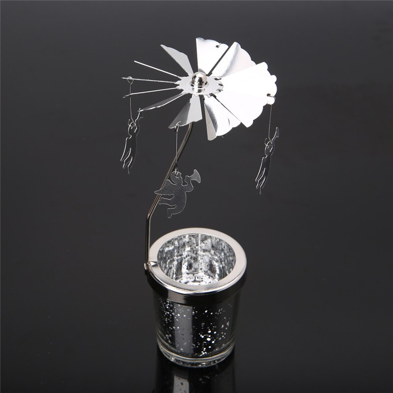 Rotatif rotation chandelier photophore bougeoir métal thé supports de lumière carrousel mariage maison fête décor 10-type: Angel