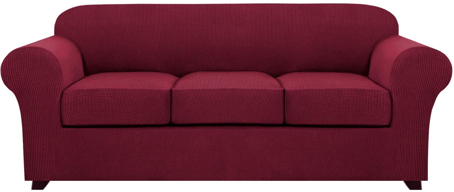 4 Piece Stretch Sofa Covers for 3 Cushion Couch Covers for Living Room Furniture Slipcovers Feature Upgraded Thicker