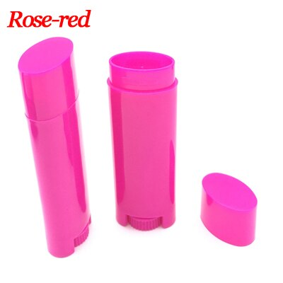 Tubos de bálsamo labial vacíos, 100 unidades, 4,5g/0,15 oz, tubos planos ovalados, envases de lápiz labial, tubo cosmético DIY, botella multicolor: 100PCS Rose-red