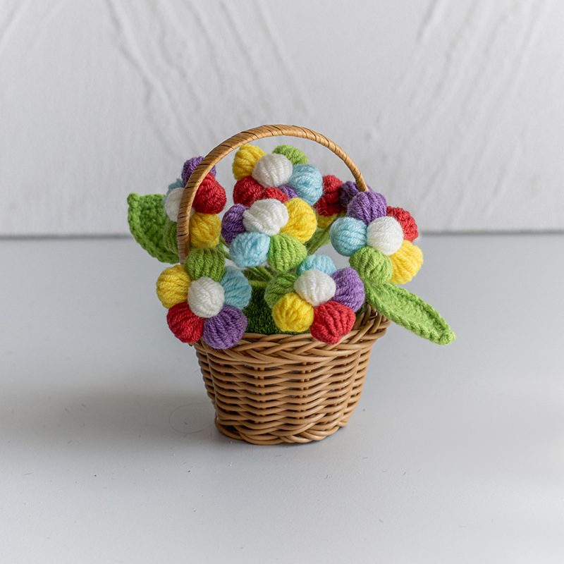 Stickade solrosor kruka konstgjorda blommor färdiga handvävda växter för kontor skrivbordsdekoration mini bröllopsprydnad