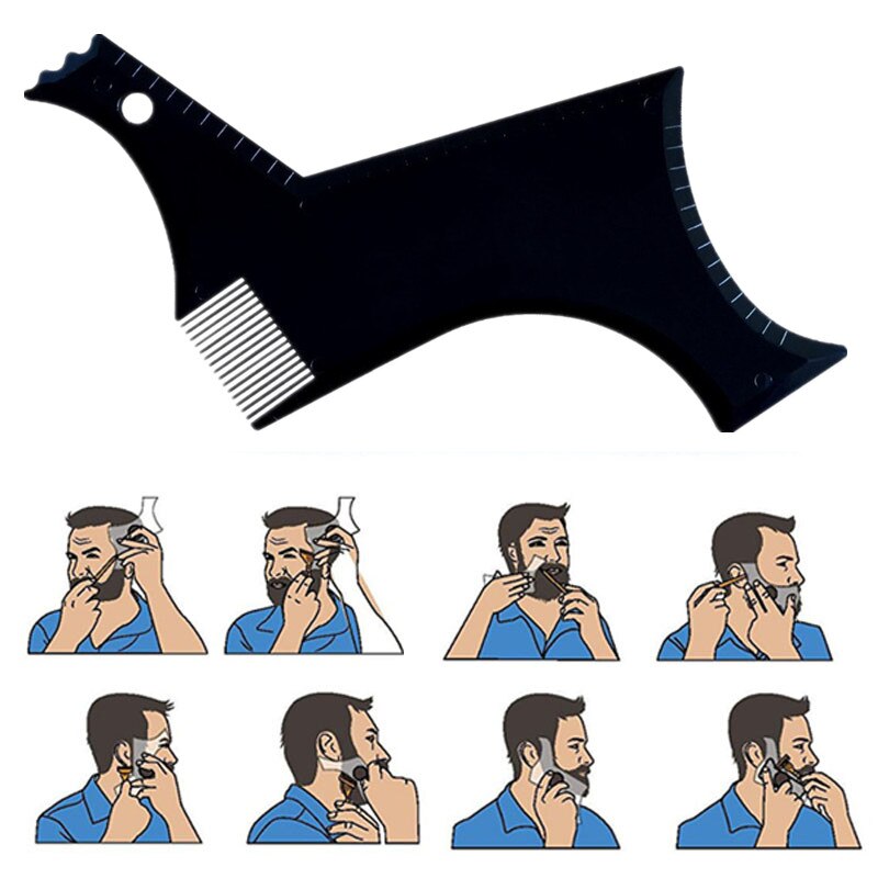 Peine de doble cara para hombres, plantilla para moldear la barba, peines para el bigote de apariencia para hombres, plantillas para moldear, herramienta de belleza para recortar la barba