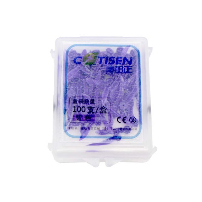 100 Pcs Medische Wegwerp Plastic Dental Wiggen Met Gat Arc Concave Diasteem Wiggen Met End Circulaire Gat Tandarts Gereedschap: Purple(L)