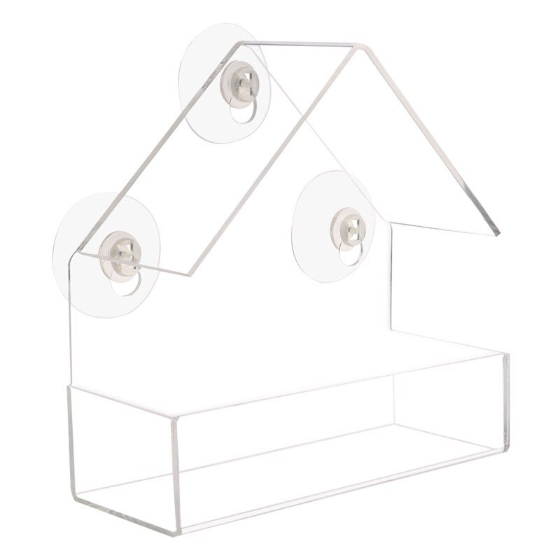 Clear House Window Bird Feeder Birdhouse With Suction Outdoor Garden Feeding