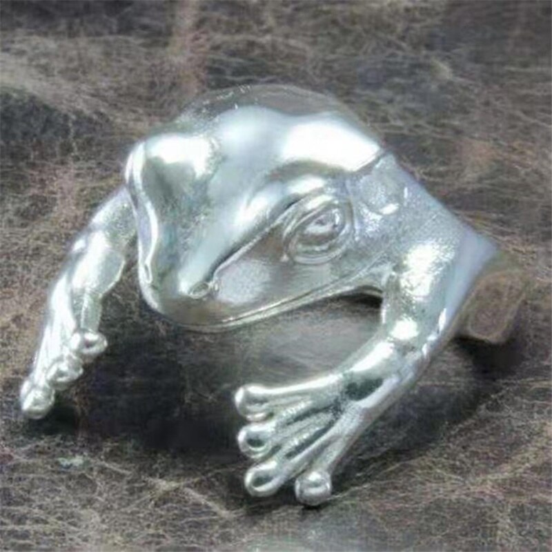 Übertrieben Umarmung-Stil Kleiner Frosch Persönlichkeit Einstellbare Ring Edlen Schmuck Für Frauen Party Elegante Zubehör