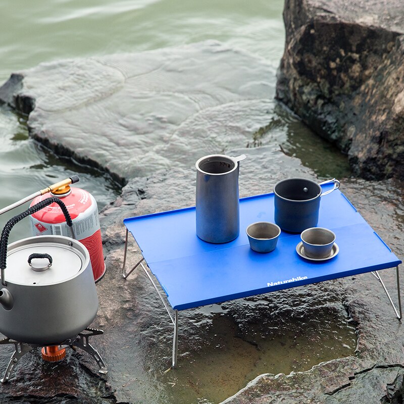 Naturehike foldbart campingbord aluminiumslegering udendørs holdbart letvægts rustfrit stål skrivebord bærbart te bord  nh17 z 001- l