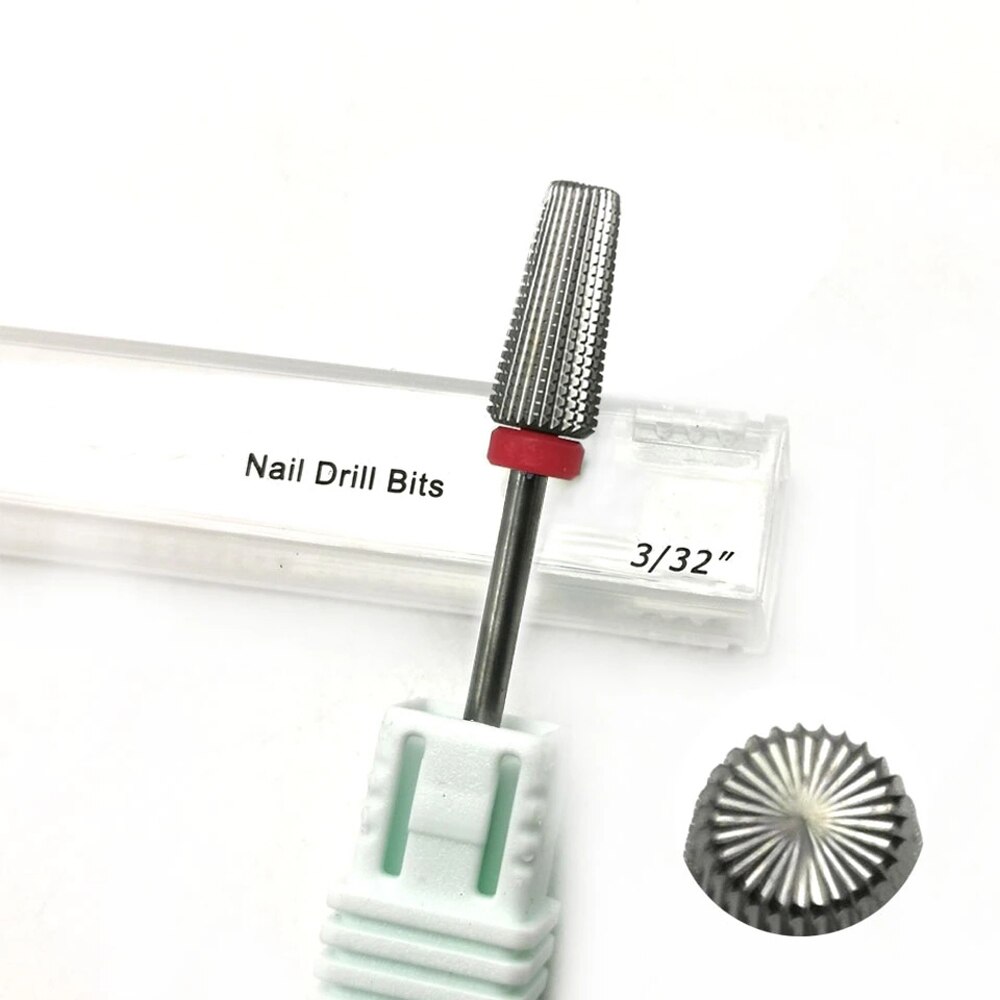 Broca de carburo de tungsteno para uñas, 7 tipos de brocas para pulidora de uñas, accesorios para manicura Nail Art, revestimiento de plata cónico