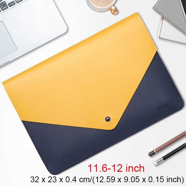 Portable Laptop Tablet Bag Business Office Ipad Waterproof Protective Case Women Men Briefcases Document Organizer Accessories: Yellow 11.6-12inch