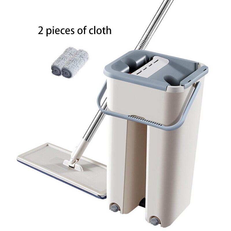 Nouvelle vadrouille magique automatique éviter le lavage des mains ultra-mince tissu de nettoyage des fibres maison cuisine plancher en bois paresseux collègues vadrouilles: gray 2pcs