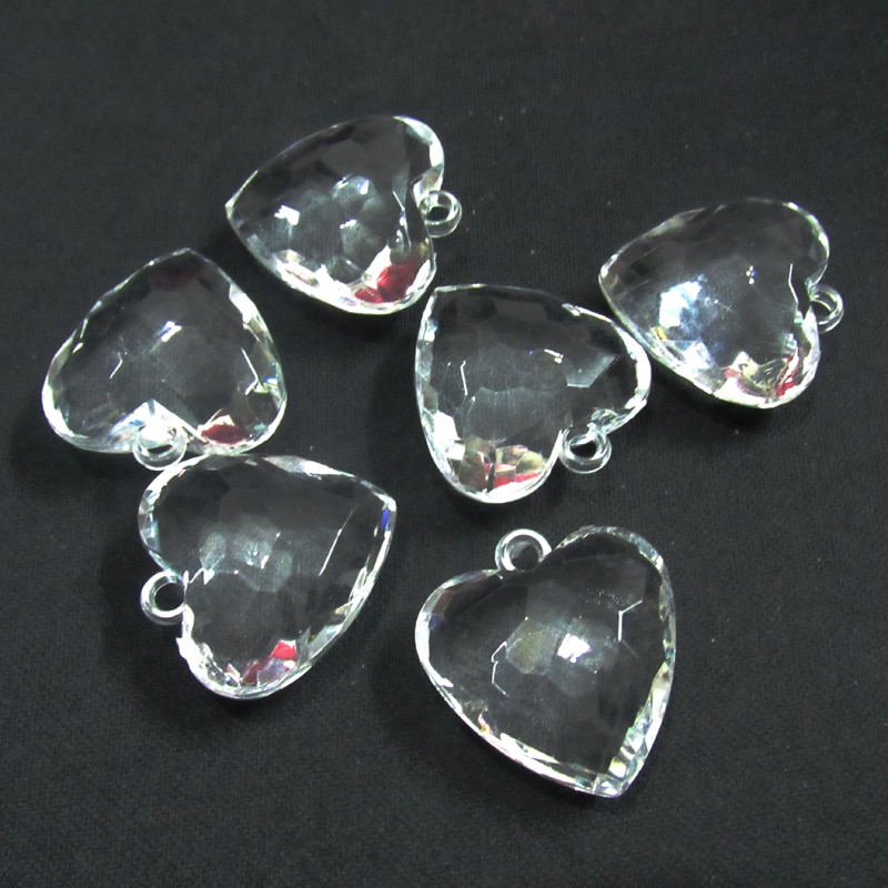 Newest 30mm*29mm*14mm 70pcs/lot Clear Acrylic Faceted Heart Charms /Jewelry Accessories/ Finding Pendants