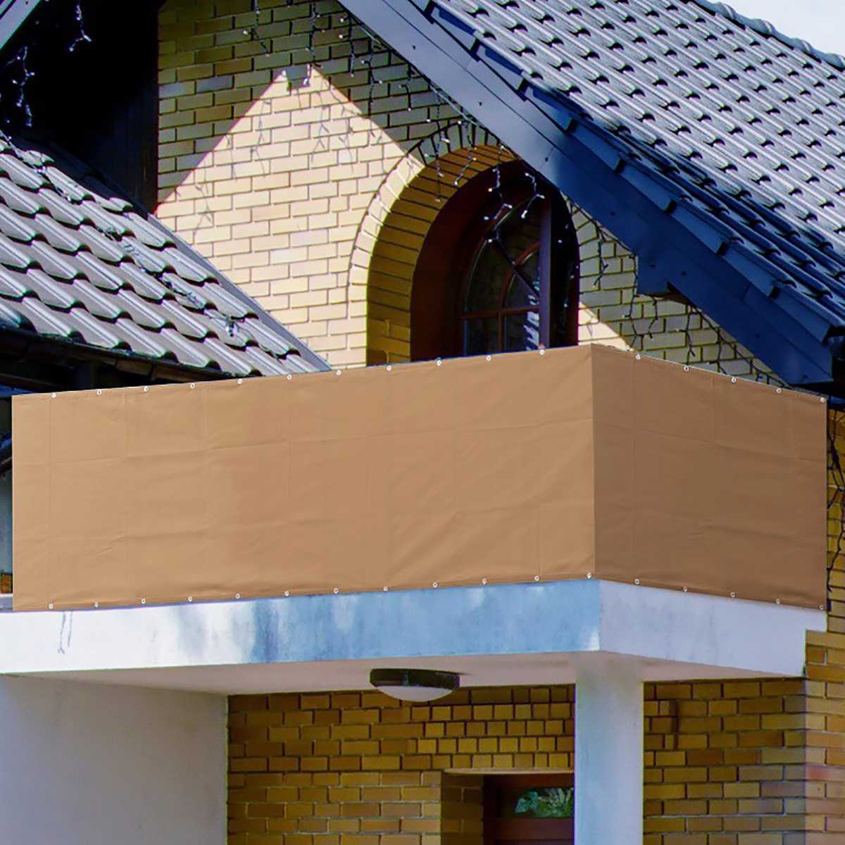 5*0.9m Deck Balcony Privacy Screen Sunshade Canopy Cover Garden Waterproof Cover Summer Fence Outdoor Awning Shelter Rope Kit