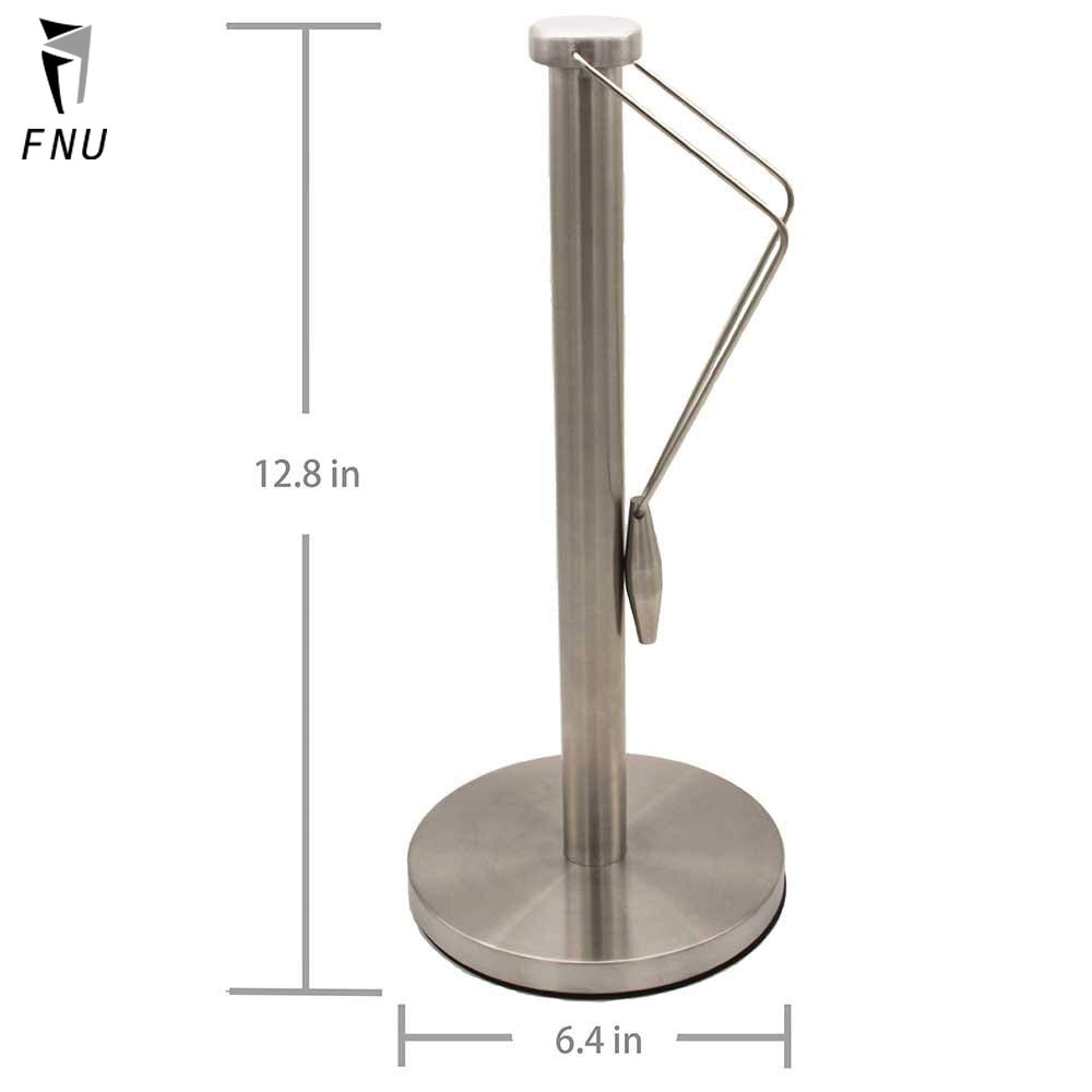 Brushed Stainless Steel Paper Towel Holder Standing Paper Towel Dispenser with Weighted Base for Kitchen Countertop and Office