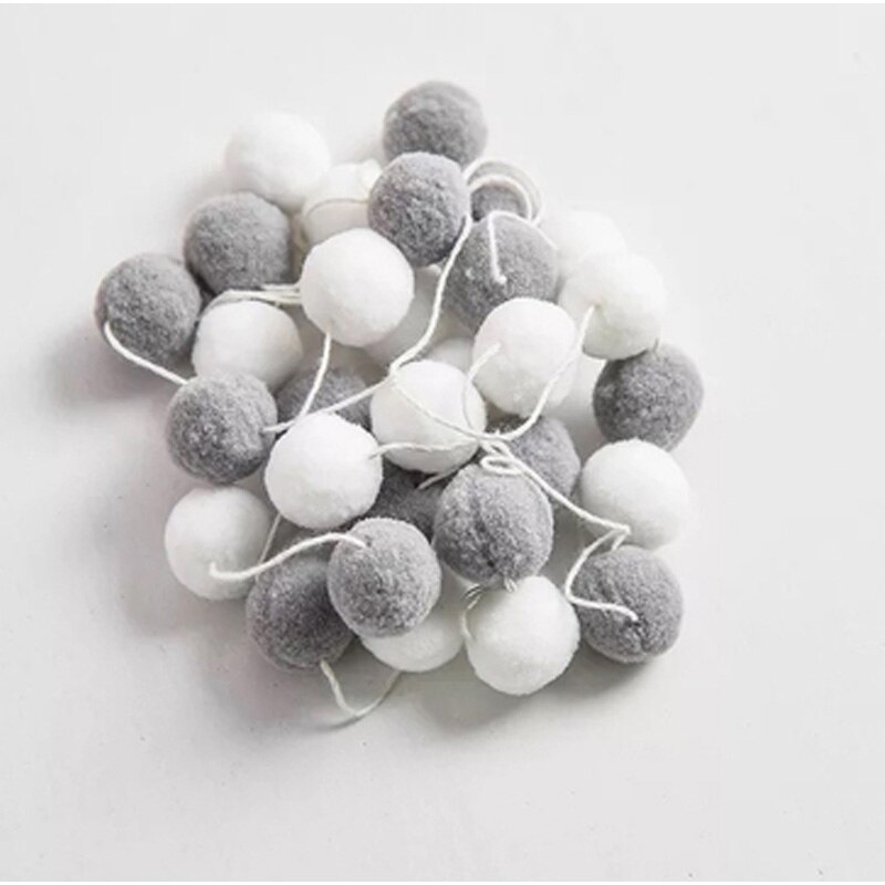 2.3M Babykamer Decoratie Macaron Gekleurde Haar Bal Kids Meisjes Decor Tent Beddengoed Bumpers Party Hanger Muur Opknoping Accessoire: Gray White