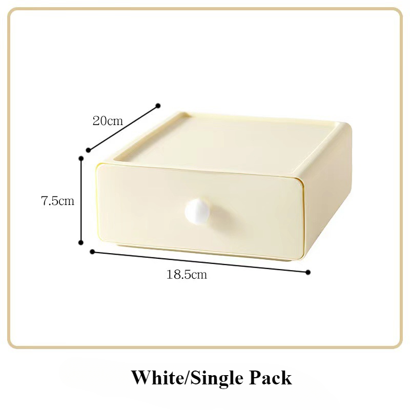 Desktop Storage Box Colourful Desktop Organizer Drawer High-capacity Sundries Organizers Boxes Dormitory Desk Storage Container: WHITE