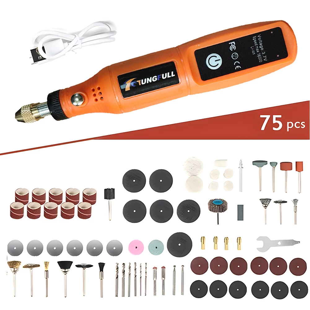 Bezprzewodowa mini wiertarka ręczna USB Mini wiertarka elektryczna narzędzie obrotowe obróbka drewna grawerowanie pióro Dremel narzędzia do biżuterii metalowe szkło: YELLOW
