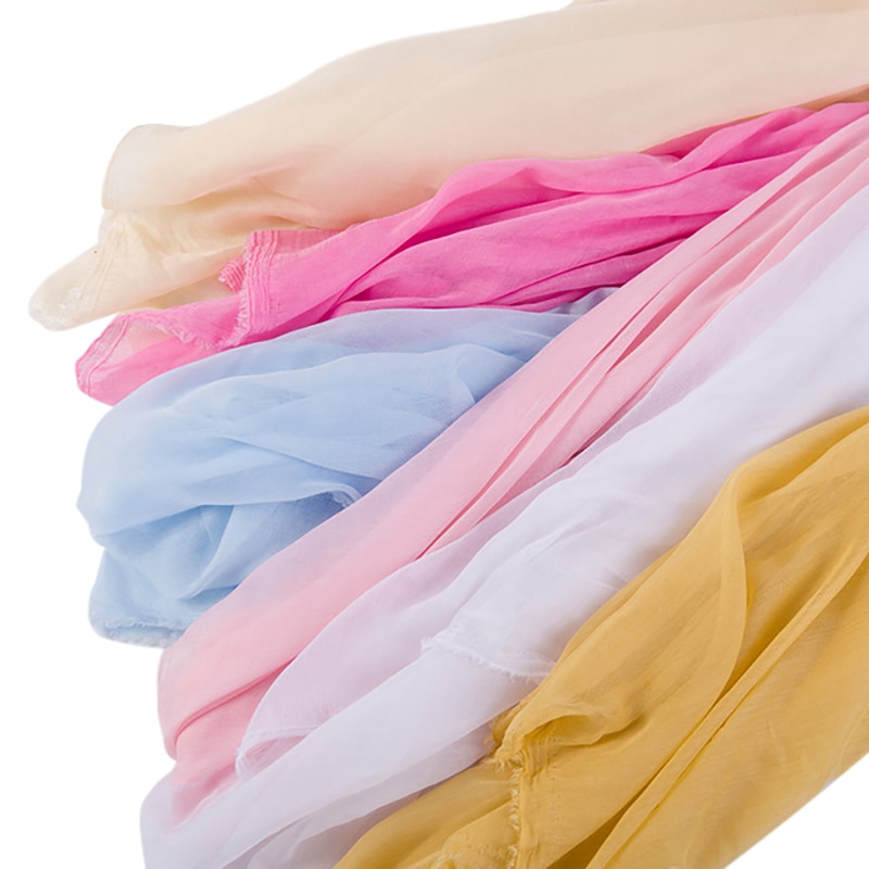 Polyester chiffon stoff solid mykt for kvinne skjerf i sommer flerfarget  w300007