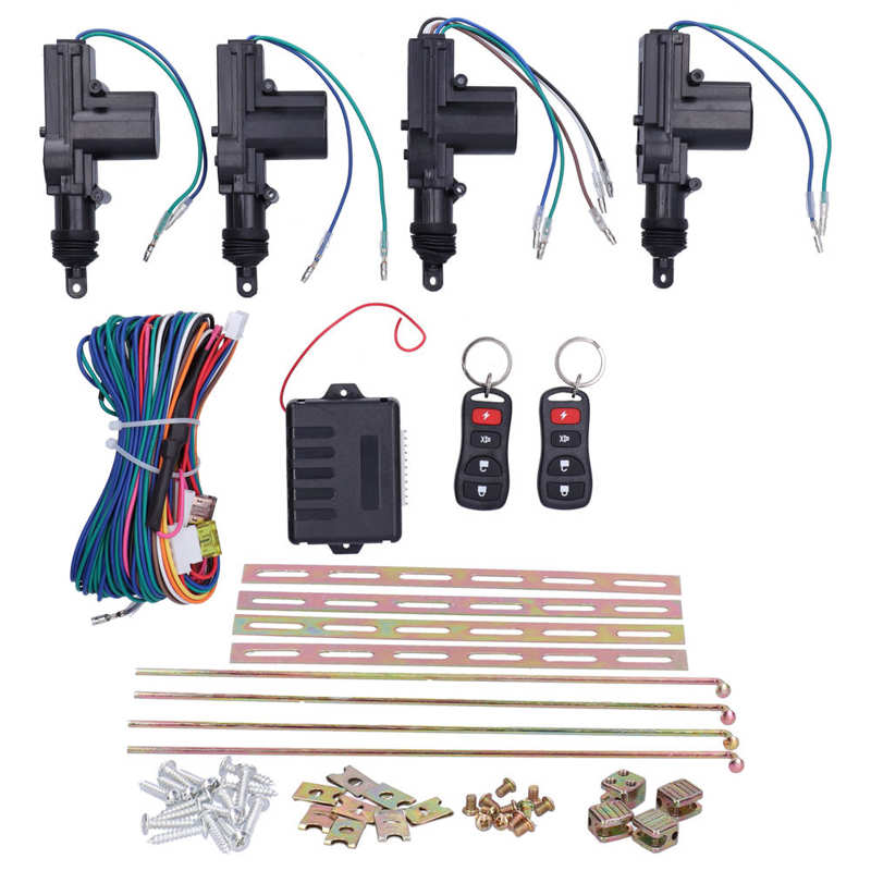 Central Locking Kit Auto Remote Control Central Lock Actuator Kit Keyless Entry System 12V W/LED Indicator