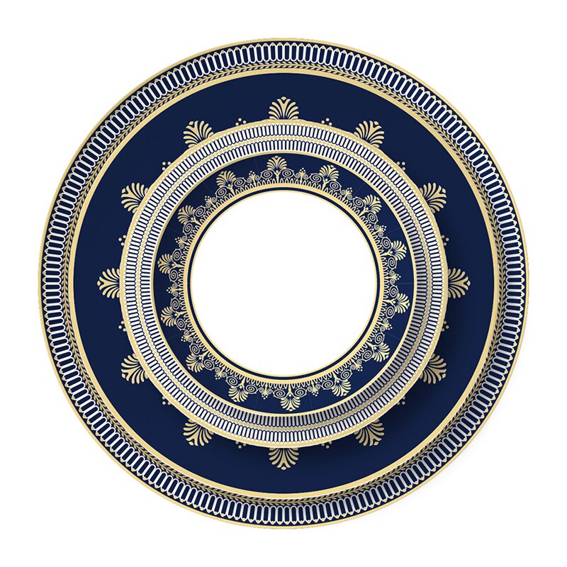 Assiette à Steak élégante en porcelaine, en os bleu, en céramique, plat à dîner, tasse à café, soucoupe, vaisselle familiale, décoration de la maison